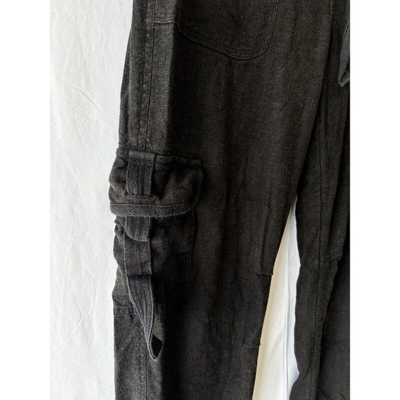 Soft Surroundings Weekend Black Linen Blend Cargo Pants Wide Leg Size Small - Picture 2 of 5